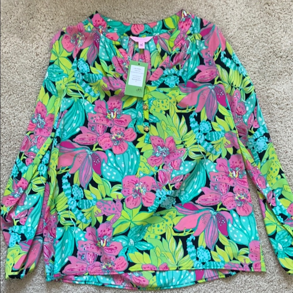 NWT Lilly Pulitzer Elsa Silk Blouse